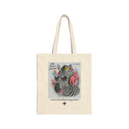 Cotton Canvas Tote bag - Zebra with Headphones